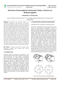 IRJET-Detection of Isomorphism in Kinematic Chains: A Review on Methods Applied