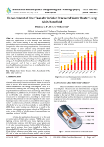 IRJET-    Enhancement of Heat Transfer in Solar Evacuated Water Heater using Al2O3 Nanofluid