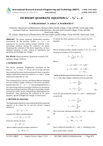 IRJET-On Binary Quadratic Equation 2x2-3y2=-4