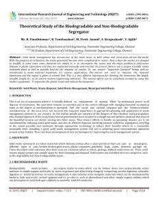 IRJET-    Theoretical Study of the Biodegradable and Non-Biodegradable Segregator