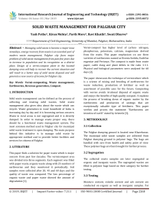 IRJET-    Solid Waste Management for Palghar City