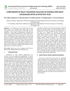 IRJET-    Comparsion of Heat Transfer Analysis of Double Pipe Heat Exchanger with & with out PCM