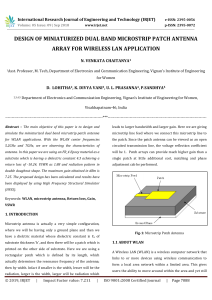 IRJET-Design of Miniaturized Dual Band Microstrip Patch Antenna Array for Wireless Lan Application