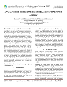 IRJET-Applications of different Techniques in Agricultural System: A Review
