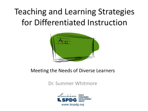 Teaching and Learning Strategies for Differentiated Instruction