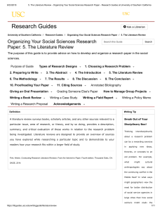 USC: The Literature Review - Organizing Your Social Sciences Research Paper - Research Guides at University of Southern California