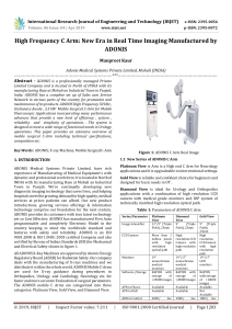 IRJET-    High Frequency C ARM: New ERA in Real Time Imaging Manufactured by ADONIS