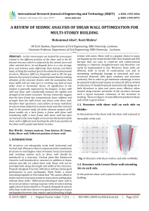 IRJET-    A Review of Seismic Analysis of Shear Wall Optimization for Multi-Storey Building