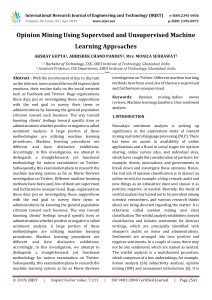 IRJET-    Opinion Mining using Supervised and Unsupervised Machine Learning Approaches