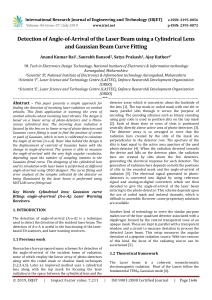 IRJET-Detection of Angle-of-Arrival of the Laser Beam using a Cylindrical Lens and Gaussian Beam Curve Fitting