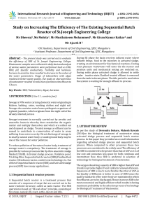 IRJET-    Study on Increasing the Efficiency of the Existing Sequential Batch Reactor of St.Joseph Engineering College