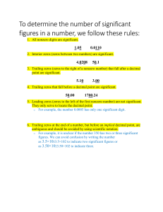 Sig Fig rules handout and exact numbers