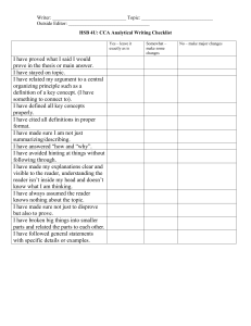 HSB4U Analytical Writing Checklist