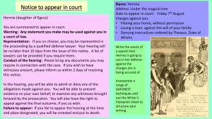 Notice to appear in court Hermia