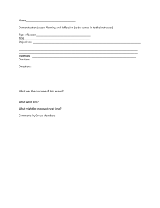 demonstration lesson planning and reflection sheet