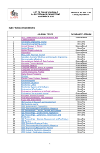 List of Online Journals Electronics Engineering as of March 2018