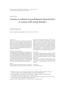 Trauma in relation to psychological characteristics in women with eating disorders