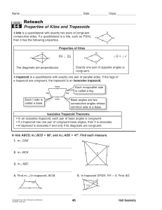 6.6 Reteach - Properties of Kites and Trapezoids