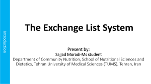 The exchange list system in nutrition