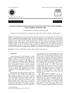 Assessment of Physicochemical Properties of Flash from TISCO Power Plant, Jamadoba, Jharia Coalfields, Jharkhand, India