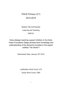 1Learning and teaching PGCE essay dialogic teaching in EYFS