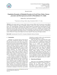 Population Dynamics of Helminth Parasites in Fresh Water Fishes Channa punctatus and Heteropneustes fossilis in Moradabad, U.P., India