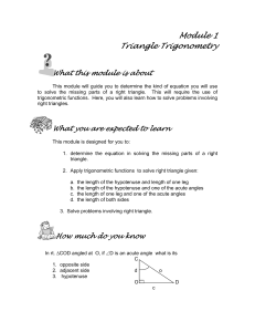 Module 1- Triangle Trigonometry