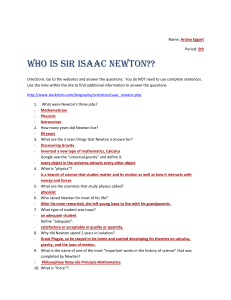 Isaac Newton's Webquest