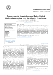 Environmental Regulations and Rules: United Nations Perspective and the Nigeria Experience