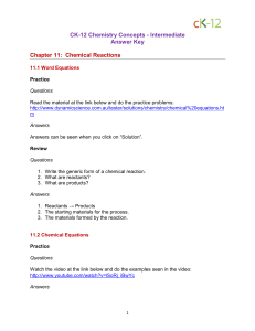 Ck-12 - 11 Chemical Reactions - Answer Key PDF 