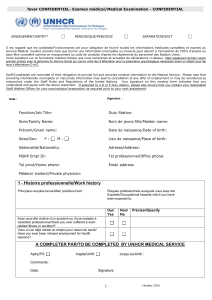 UNHCR Medical Examination Form
