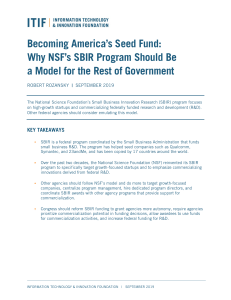 Becoming Americas Seed Fund Why NSFs SBIR Program Should Be a Model for the Rest of Government