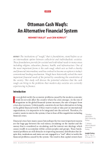 Ottoman Cash Waqfs - An Alternative Financial System