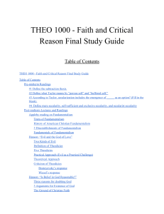 THEO 1000 - Faith and Critical Reason Final Study Guide 