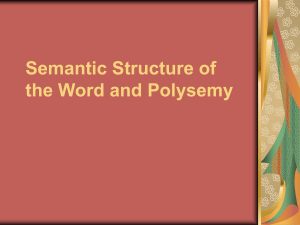 Lecture 8 Semantic Structure of the Word and Polysemy