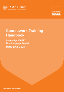 0500 0522 First Language English Coursework Training Handbook 2