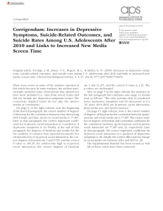 Increases in Depressive Symptoms, Suicide-Related Outcomes, and Suicide Rates Among U.S. Adolescents After 2010 and Links to Increased New Media Screen Time