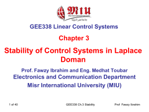 GEE338 LCS Chapter 3 Stability of Control Systems
