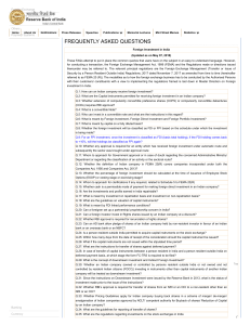 FDI - Reserve Bank of India - Frequently Asked Questions