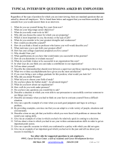 TYPICAL INTERVIEW QUESTIONS ASKED BY EMPLOYERS
