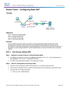 11.2.1.4 Packet Tracer - Configuring Static NAT Instructions