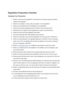 Negotiation Preparation Checklist