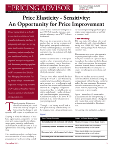 Price Elasticity Sensitivity An Opportunity for Price Improvement