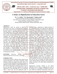 A Study on Digitalization in Education Sector