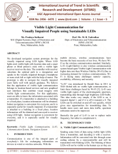 Visible Light Communication for Visually Impaired People using Sustainable LEDs