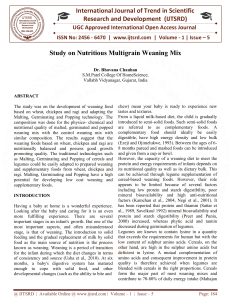 Study on Nutritious Multigrain Weaning Mix