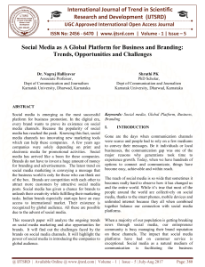 59 Social Media As A Global Platform For Business and Branding Trends, Opportunities and Challenges
