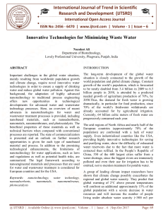 Innovative Technologies for Minimizing Waste Water