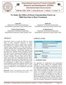 To Study the Effect of Stress Concentration Factor on Mild Steel Due to Heat Treatment
