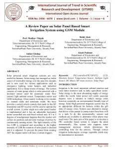 A Review Paper on Solar Panel Based Smart Irrigation System using GSM Module
